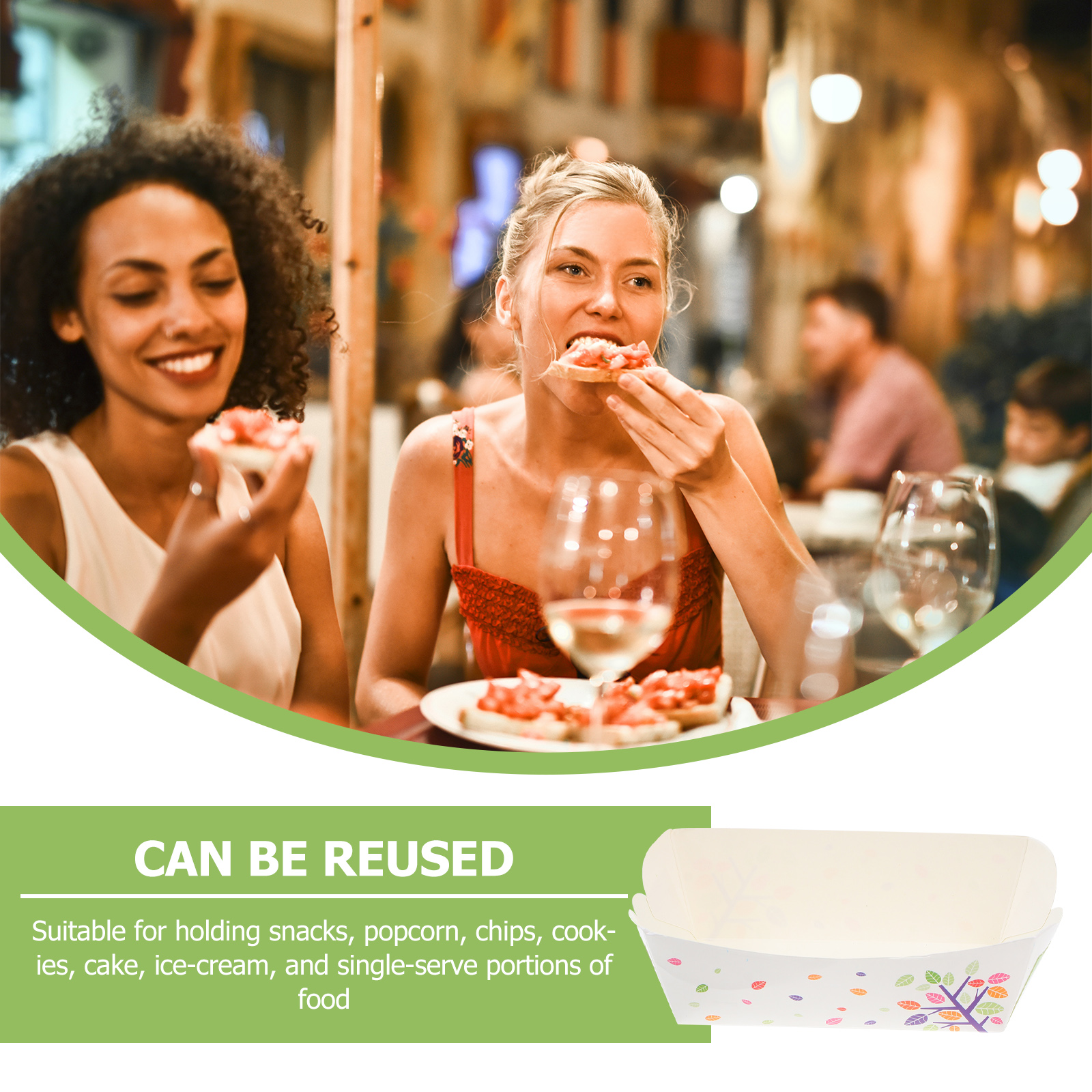 100pcs Disposable Paper Food Serving Tray Food Packing Box Snack Wrapping Box