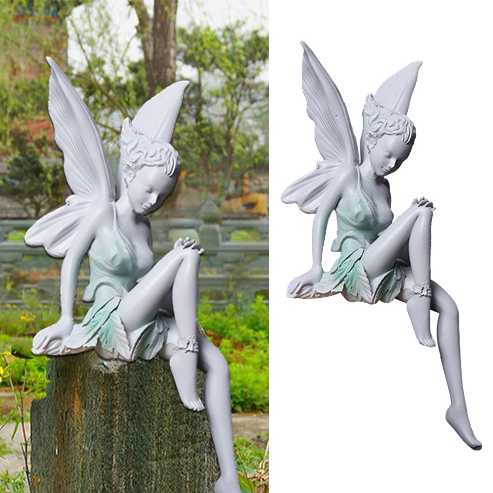 Sitting Fairy Statue Fairy Statue Figurines Outdoor Garden Ornament Resin Craft Yard Garden Decoration Statue