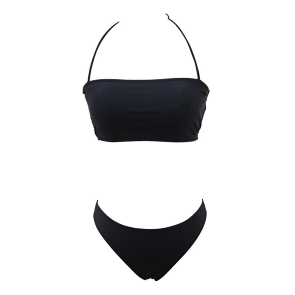 Womens Lace Up Padded Badpak Wirefree Backless Split Bikini Set