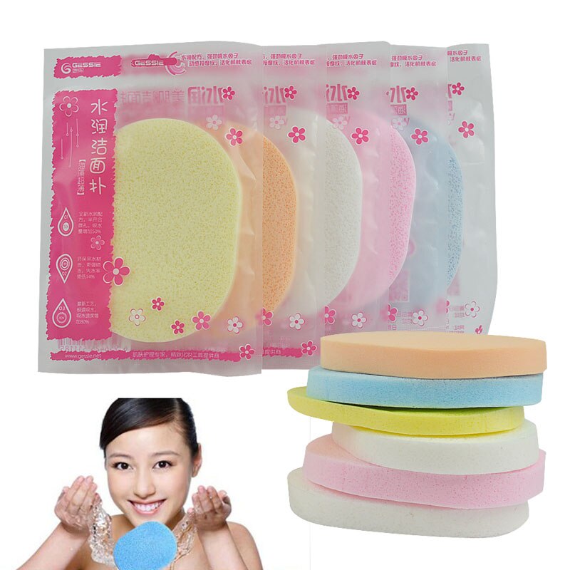 1Pc Beauty Soft Facial Gezicht Wassen Reiniging Spons Bladerdeeg Pad Makeup Remover Rookwolken Willekeurige Kleur