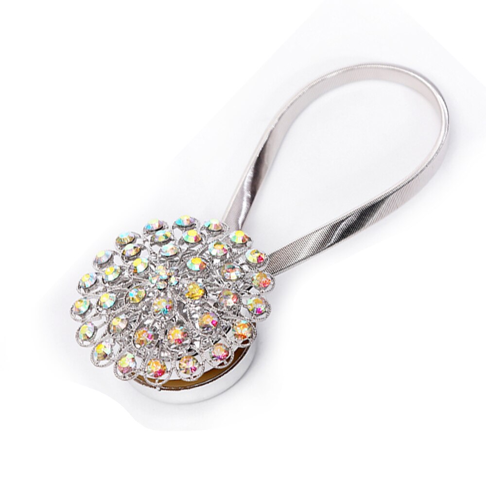 Abrazadera para cortina magnética con diamantes de imitación, hebilla de Metal para cortina con forma de flor, accesorios decorativos para ventana, para el hogar