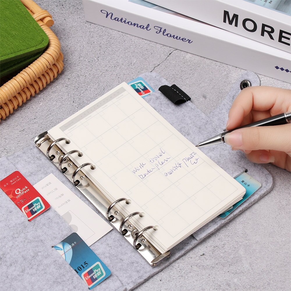 A5 A6 Vilt Shell Notebook Doek Stof Notebook Ringband Dagboek Notebook Papier Houder Draagbare Dagboek Briefpapier