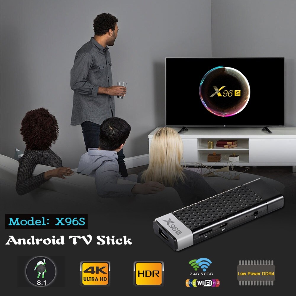 Ilebygo-minitv Stick X96S 4K, con Android 8,1, 4GB, 32GB, S905Y2, Quad Core, wi-fi Dual 2,4 GHz/5GHz, Bluetooth 4,2, 1080P, H.265, Dongle de TV inteligente