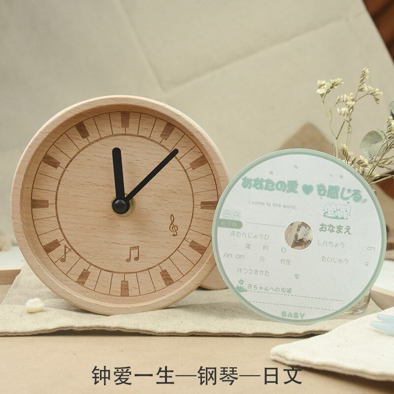 Ya wu horloge en bois fille et garçon bébé Lanugo bébé dents boîte enfants anglais japonais foetus cheveux dents boîte de rangement: Piano Japanese