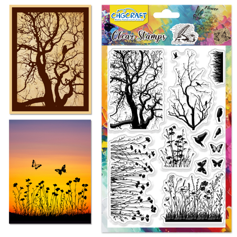 Blommor fåglar insekter genomskinlig stämpel anpassade silikonstämplar fjärilar stämplar för gör-det-själv scrapbooking fotoalbum dekorativa: Djupblå