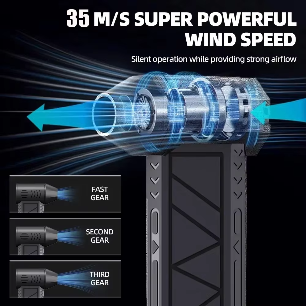 130000 RPM Mini Turbo Jet Fan plumero de aire eléctrico velocidad del viento ajustable Turbo ventilador violento recargable con luz limpieza del coche