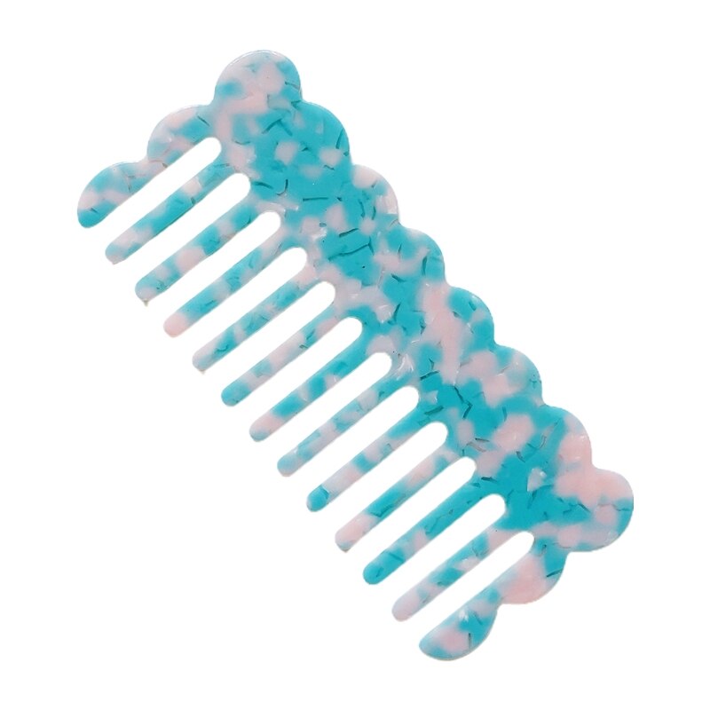 Cellulose Acetate Wide Tooth Pocket Hair Comb Colorful Marble Stone Leopard Print Wavy Trim Detangling Hairbush Hairdressing Too