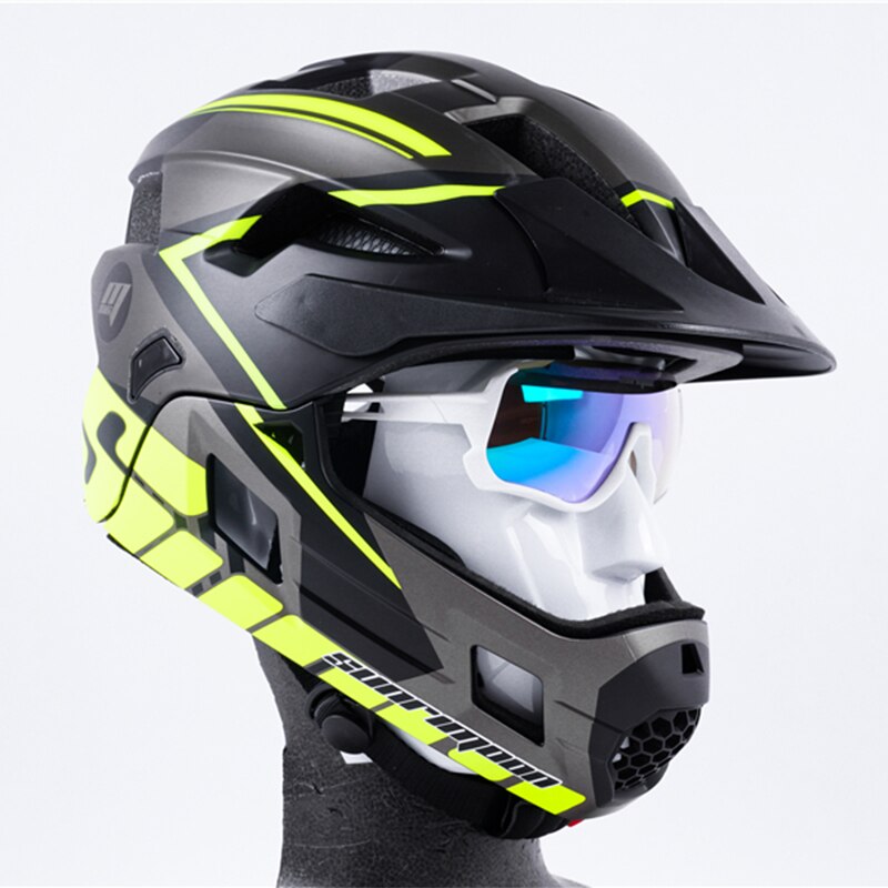 SUNRIMOON Full Face Pubike Push Bike Helmet Cycling with Taillight Detachable Outdoor Sports Safety Helmet Cascos Ciclismo Mtb