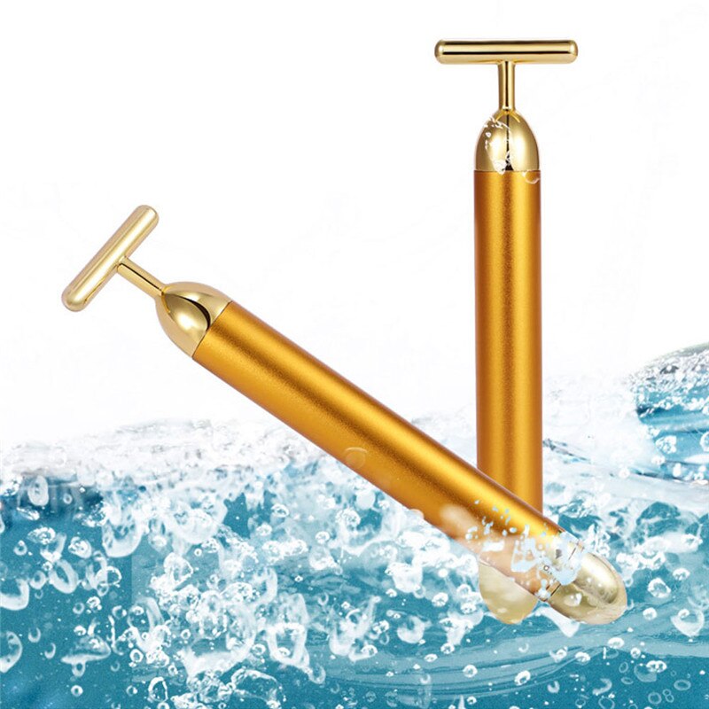 Barra de belleza de oro de 24K, rodillo masajeador Facial en forma de T, barra de belleza energética, reafirmante de pulso, herramienta de masaje Facial