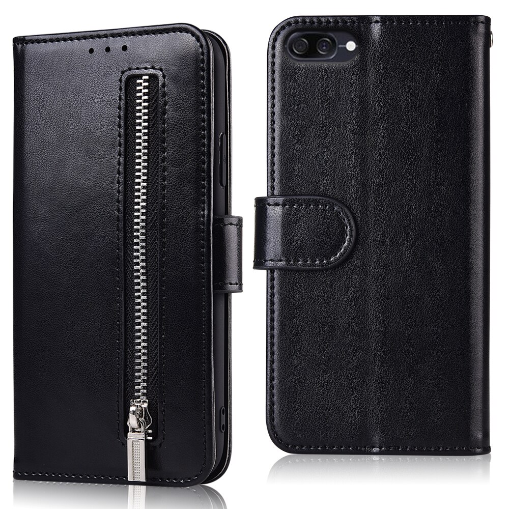 For ASUS ZenFone 4 Max ZC520KL Fundas Zipper Flip Wallet Leather Case TPU Soft Cover: 61Zipper-Black