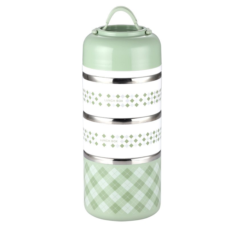 Japanse Thermos Lunchbox Voor Voedsel Container Draagbare Thermische Lunchbox Leuke Bento Lunchbox Lekvrij 2 3 Lagen: B-green-3