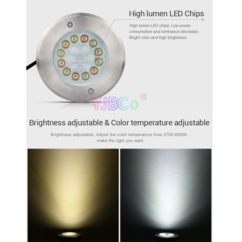 Miboxer Rgb + Cct Led Ondergrondse Licht SYS-RD1 SYS-RD2 5W 9W Ondergeschikte Lamp Waterdicht Spotlight Outdoor Light Remote controle