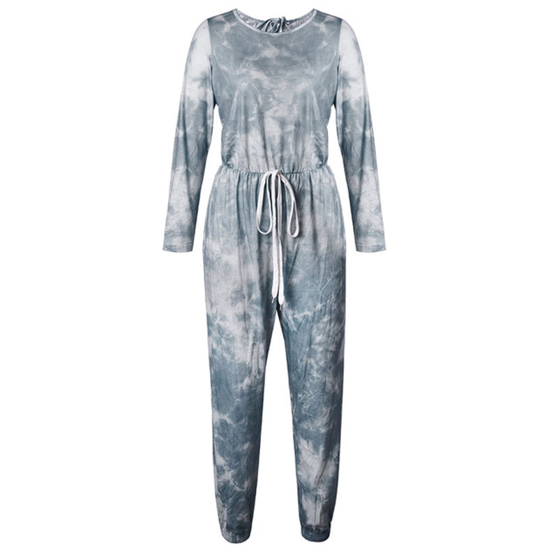 Vrouwen Pyjama Tie Dye Lounge Wear Loungewear Vrouwen Pyjama Set Slaap Set Lounge Set Lange Mouw Nachtkleding Een-stuk: gray / S