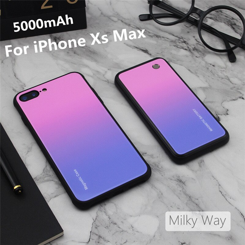 NTSPACE-funda magnética inalámbrica para carga de batería, 5000mAh, para iPhone X, Xs, Max, funda portátil para cargador de batería para iPhone XR: Pink for Xs Max