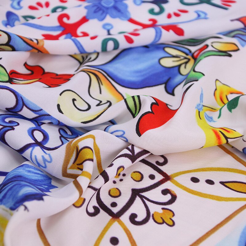 sicilian majolica printed fabric for dress 100% – Grandado
