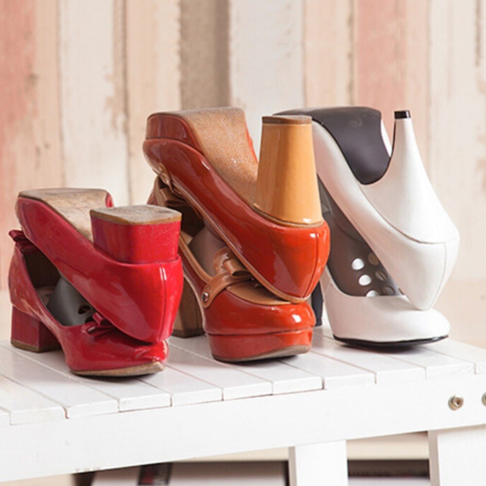 1 Pair Adjustable Shoe Tree Space Saver Shoes Rack Plastic Wonder Magic Household Organizer Shoe Shaper Closet Storage
