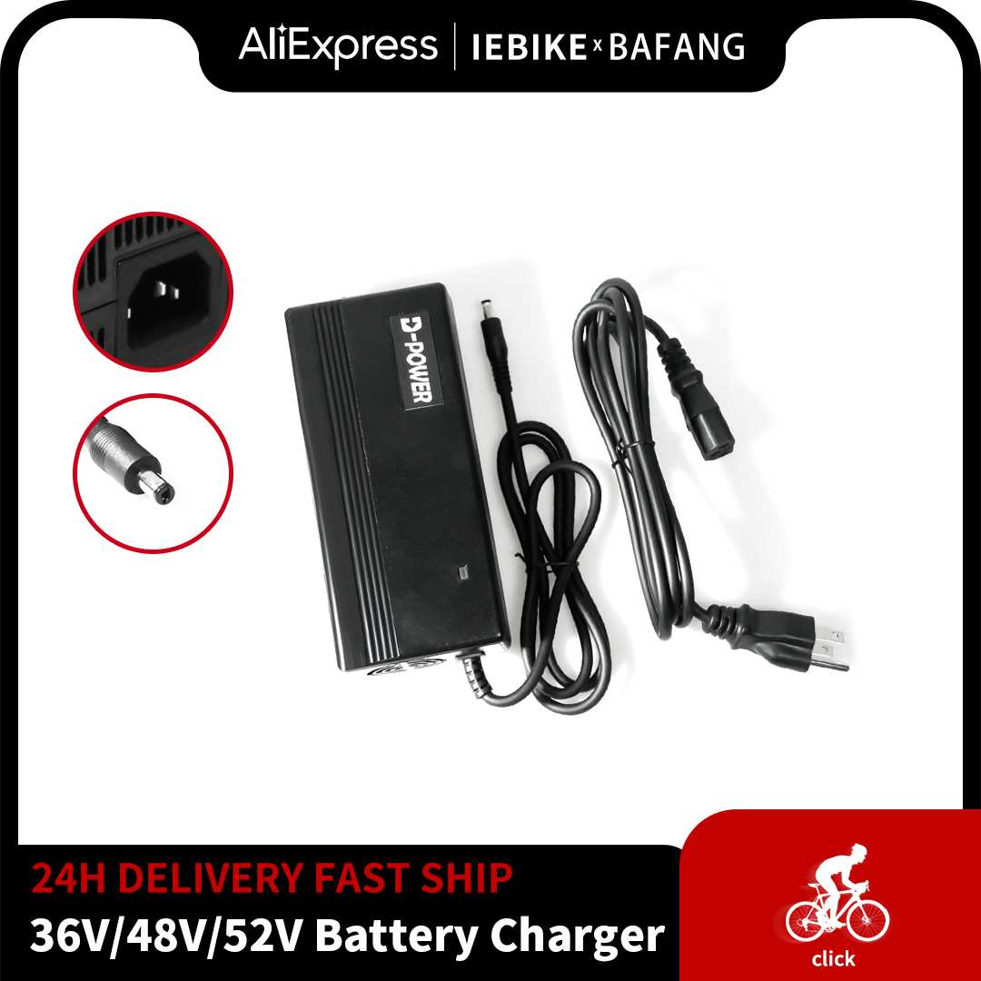 Cargador de bicicleta eléctrica 36v/48v/52v 2A 3A AU/EU/US/UA cargador de batería Ebike con enchufe DC2.1 para batería de litio 36/48/52v