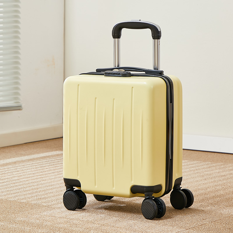 Valise de voyage unisexe à roulettes PC, 14 pouces, , à la , ABS, mini valise d'embarquement, petite main, Lu: YELLOW