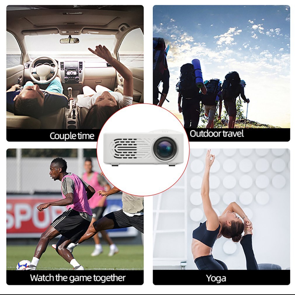 Home Mini Projector Portable Home Entertainment Projector Home Theater 320*240 Pixels Supports 1080P HDMI USB Media Player