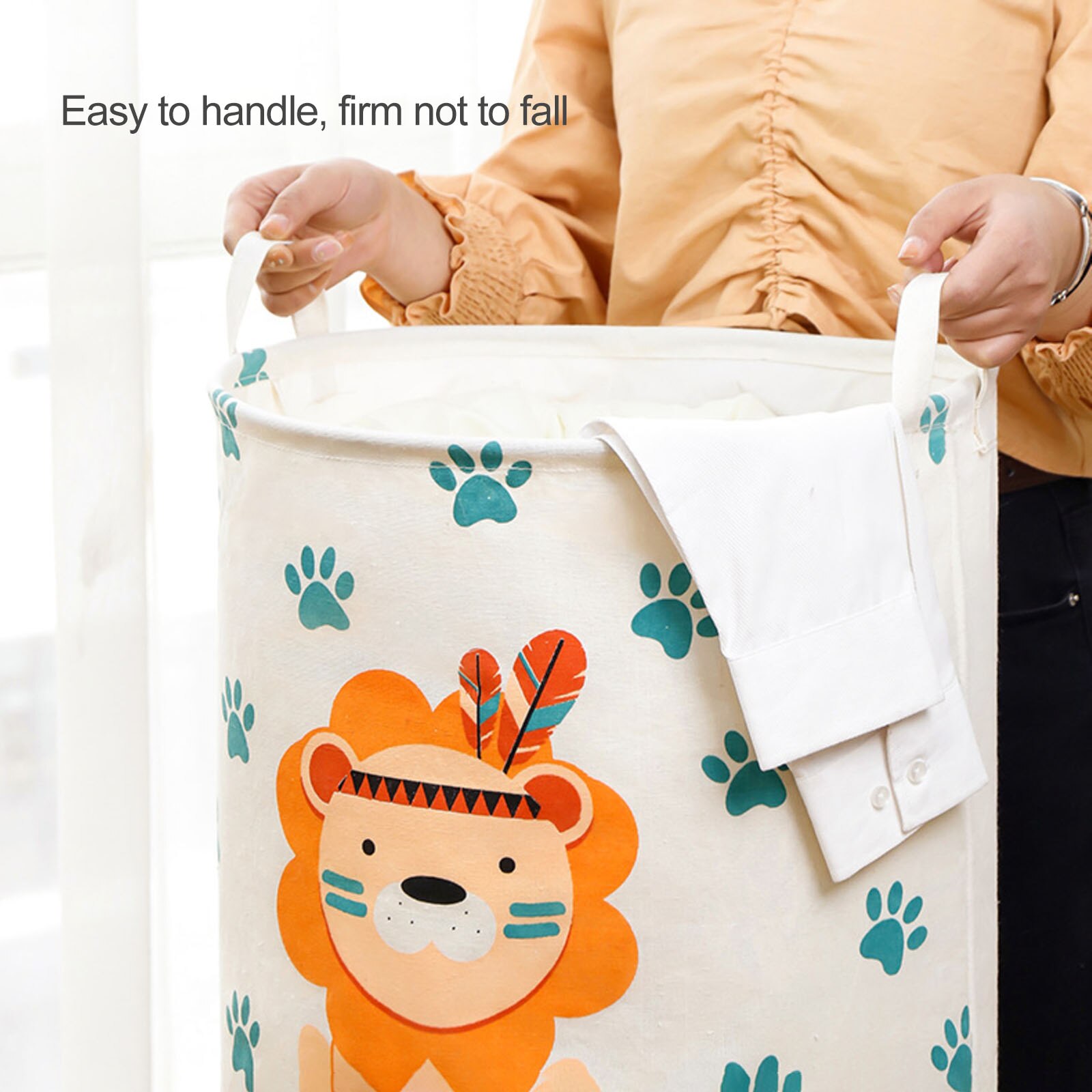 Baby Laundry Basket Cute Dinosaur Foldable Toy Storage Bucket Picnic Dirty Clothes Basket Box Canvas Organizer Cartoon Animal