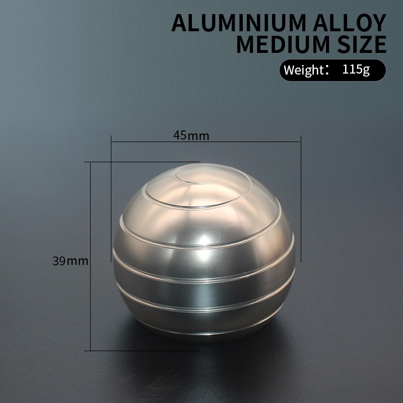 2020 115g/210g Llusion Che Scorre Scrivania Palla di Decompressione Giocattolo In Lega di Alluminio Superiore di Filatura di Metallo Anti-Stress Regalo: silvercolorMedium