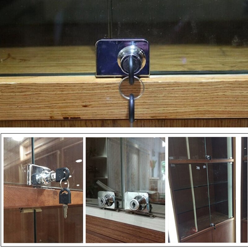 Double Glass Lock Zinc Alloy Showcase Push Glass Cabinet Door Cylinder Sliding Push Locks For Furniture Hardware