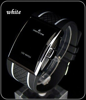 Mænd sport digitale ure sort hvid rektangel mand ledet fitness ur silikone rem herre elektronisk ur relogio masculino: Sort hvid