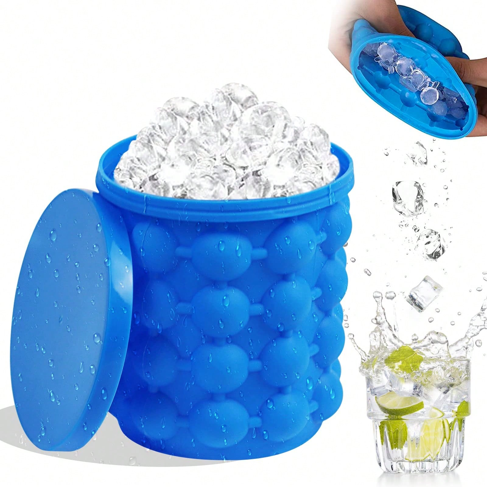 1/2/3pcs Siliconen Ijsblokjesmachine Lade Draagbare Ronde Ijsemmer (2-In-1) Ijsblokjesmachine Circulaire Zomer Quick Freeze Ijsemmer