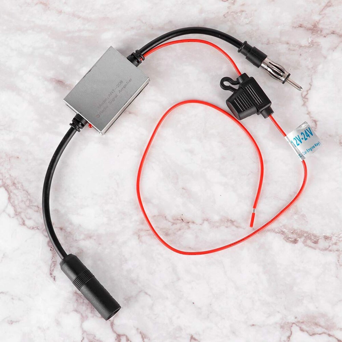 Universal Car Antenna FM Radio Signal Amplifier 25dB Gain Radio Aerial Signal Reception Amplifier Boosters​​ For 12-24V Cars