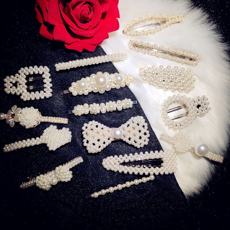 Vintage Hairwear Voor Vrouwen Eenvoudige Zoetwater Parels Bloem Haar Clip Haarspelden Hairwear Fijne Sieraden Temperament Zoete Bijoux