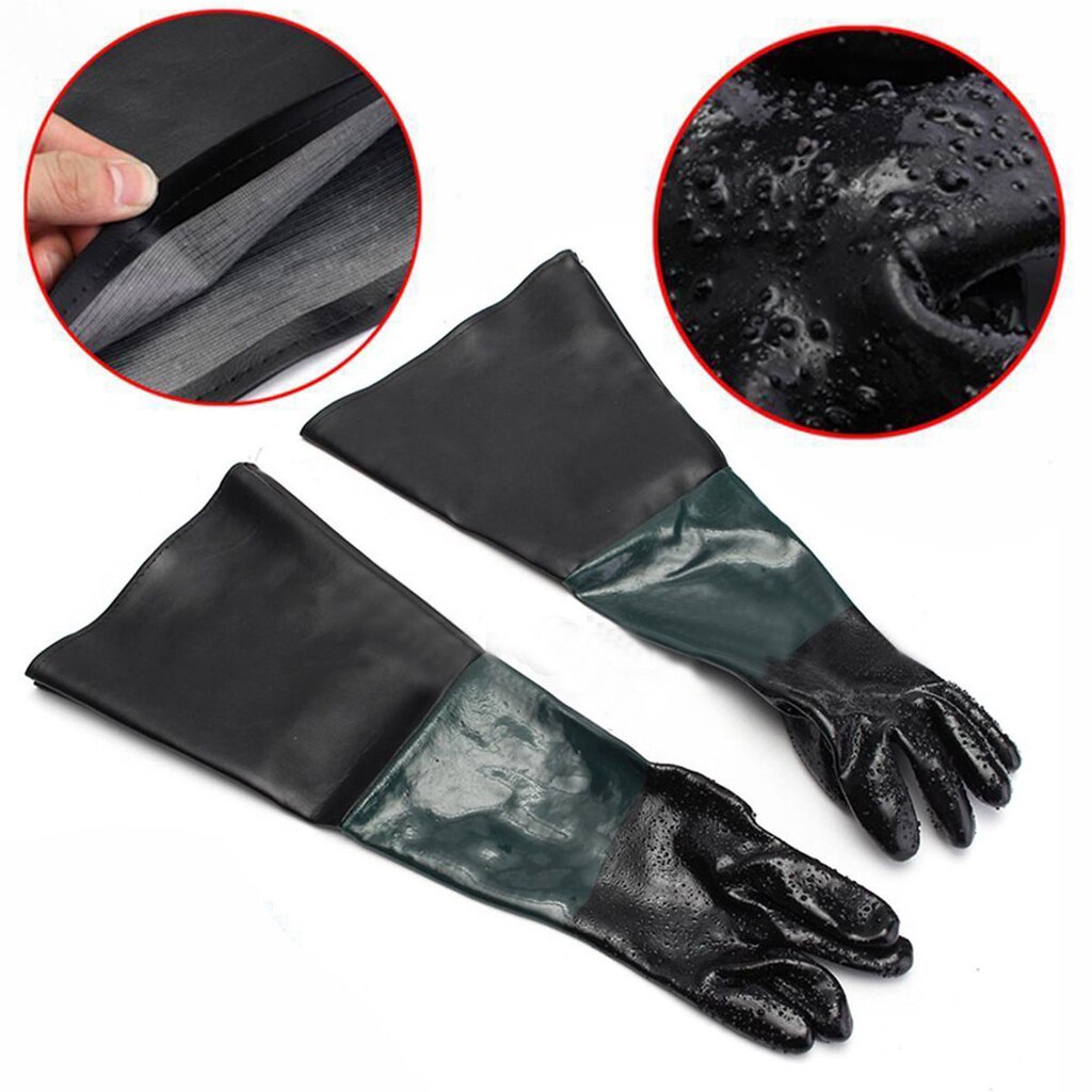 1 paar schwer Pflicht Sandstrahlen Gummi Handschuhe Sand Schuss Streugut Korn Explosion Blaster Strahlen Handschuhe für Sandstrahlschrank