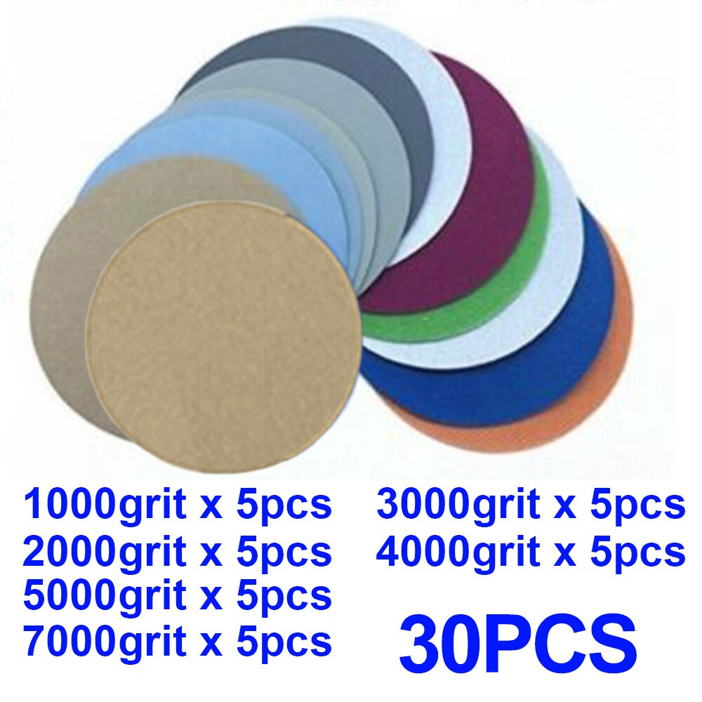 30pcs Polisher Sanding Discs Papers 3inches 75mm Wood Wet Dry Sandpaper Woodworking Polishing Sander Papers