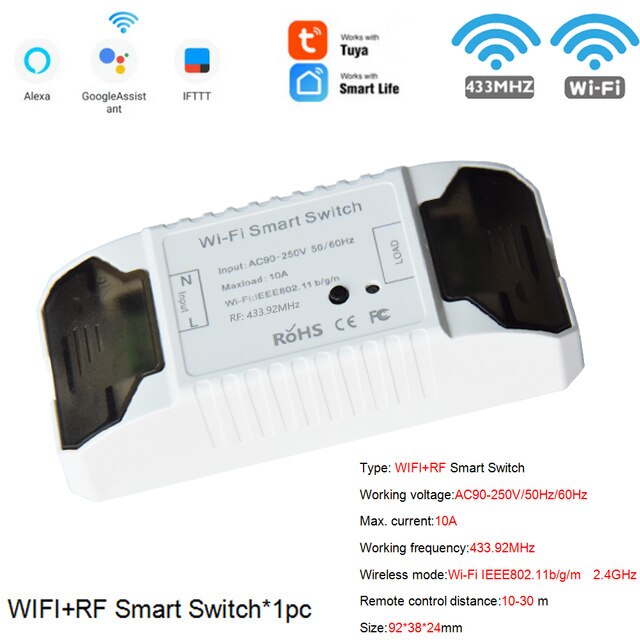 EJLINK Smart Switch Wifi Fernbedienung Smart Home Automation Arbeitet mit Alexa Google Home Drahtlose Licht Schalter DIY Modul: RF433 WiFi Switch