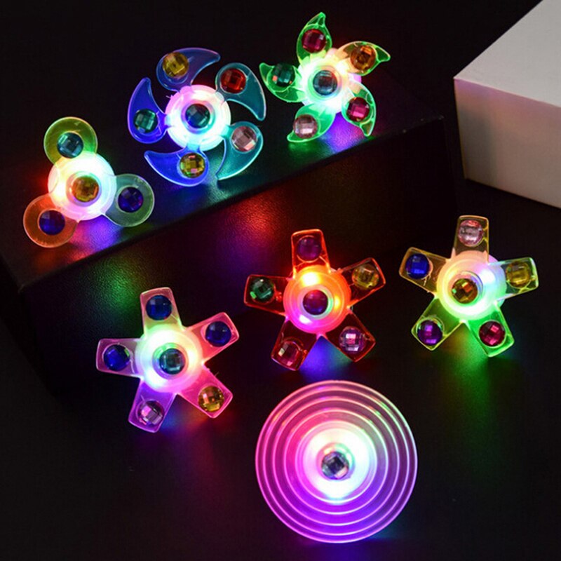 1Pc Fidget Spinner Aansteker Flow Ringen Grappige Led Light Up Tiny Toy Fidget Spinner Stress Gyroscop Speelgoed spiner