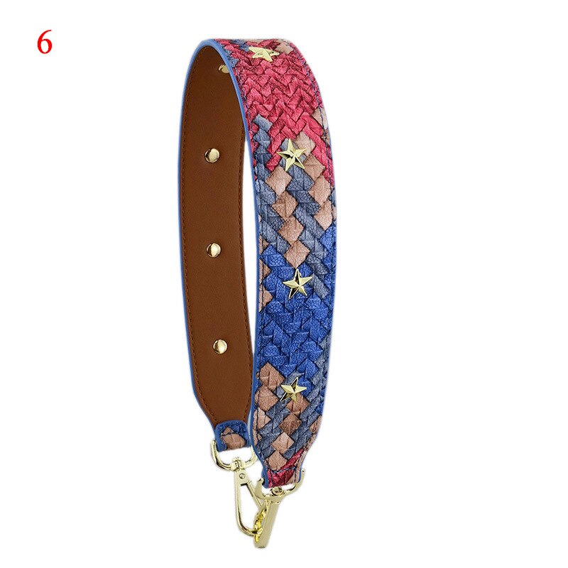4cm bred axelrem i läderblomma lång nit pentgram crossbody-rem handväska bälte färgglad väska tillbehör: 6