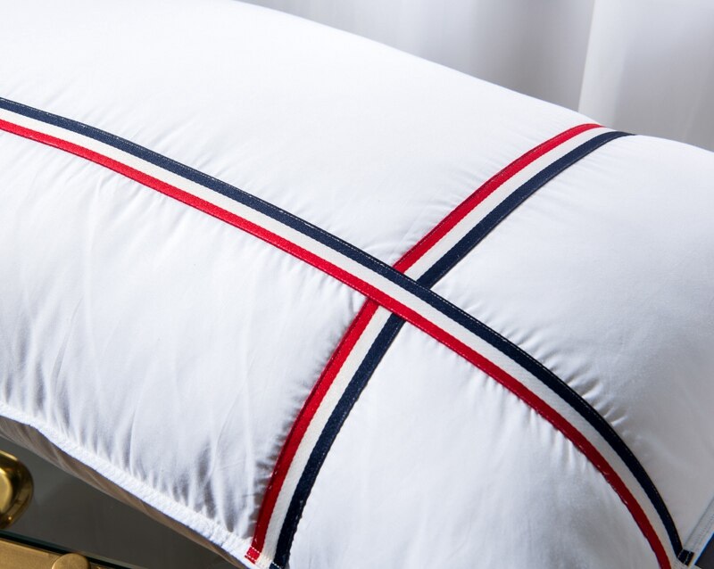 Hotell gåsfjäder kuddar bomullsöverdrag solid lyx mjuk marin stil brödform sovkudde filler 48 x 74cm