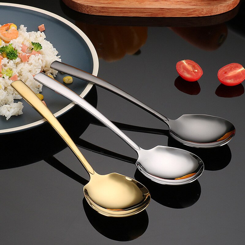 Juego de cucharas de servicio de acero inoxidable para Catering, utensilios de servicio grandes, suministros de restaurante, 6 piezas Premium