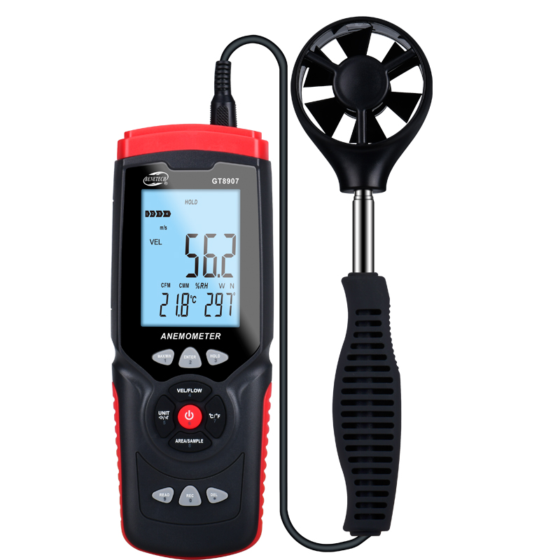 GM816 Digital Mini Anemometer Wind Speed Gauge Meter LCD Handheld Airflow Windmeter Thermometer