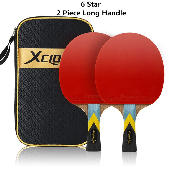 Huieson-raqueta de tenis de mesa de 6 estrellas, raquetas de Ping Pong de goma con doble grano de carbono, pala de pádel, potente murciélago con cubierta, 1 par