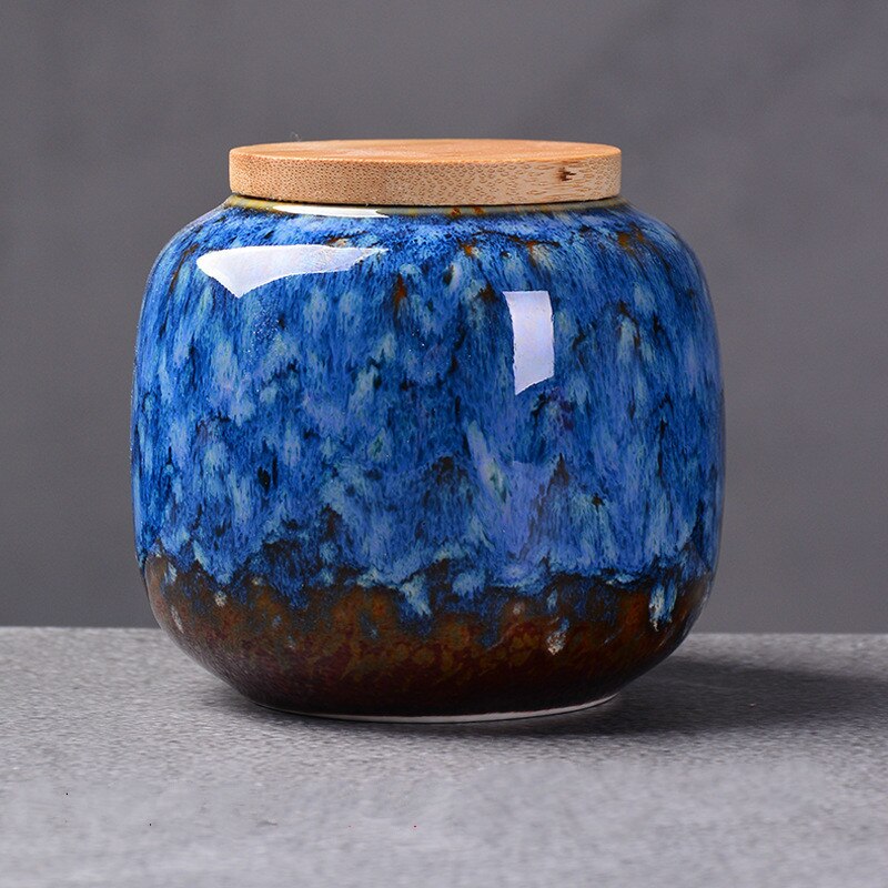 Céramique cuisine boîte à thé rétro Fission couleur thé Caddies conteneurs voyage boîte de rangement pot en porcelaine pour pot de café en poudre ZM720: F