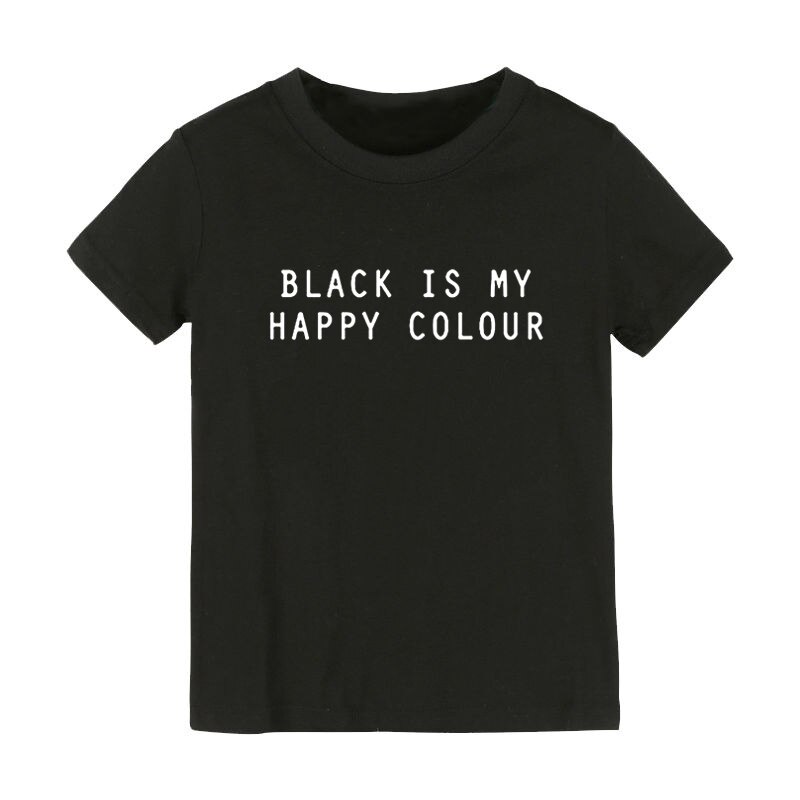 Black Is My Happy Colour Print Kids tshirt Boy Girl shirt Children Toddler Clothes Funny Street Top Tees CZ-137: 5