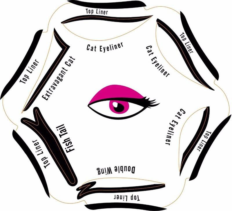 Pochoir de maquillage yeux de chat, 1 paquet, pochoir multifonction, 6 modèles, carte de modèle, queue de poisson, Double aile, ombre à paupières