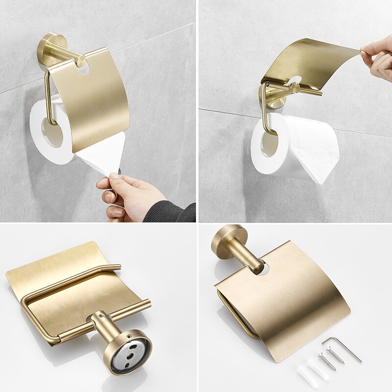 impostato di asciugamani cremagliera oro bagno in acciaio inox portasciugamani montaggio a parete del supporto di ganci appendiabiti ripiano cremagliera di stoccaggio bagno anello di tovagliolo