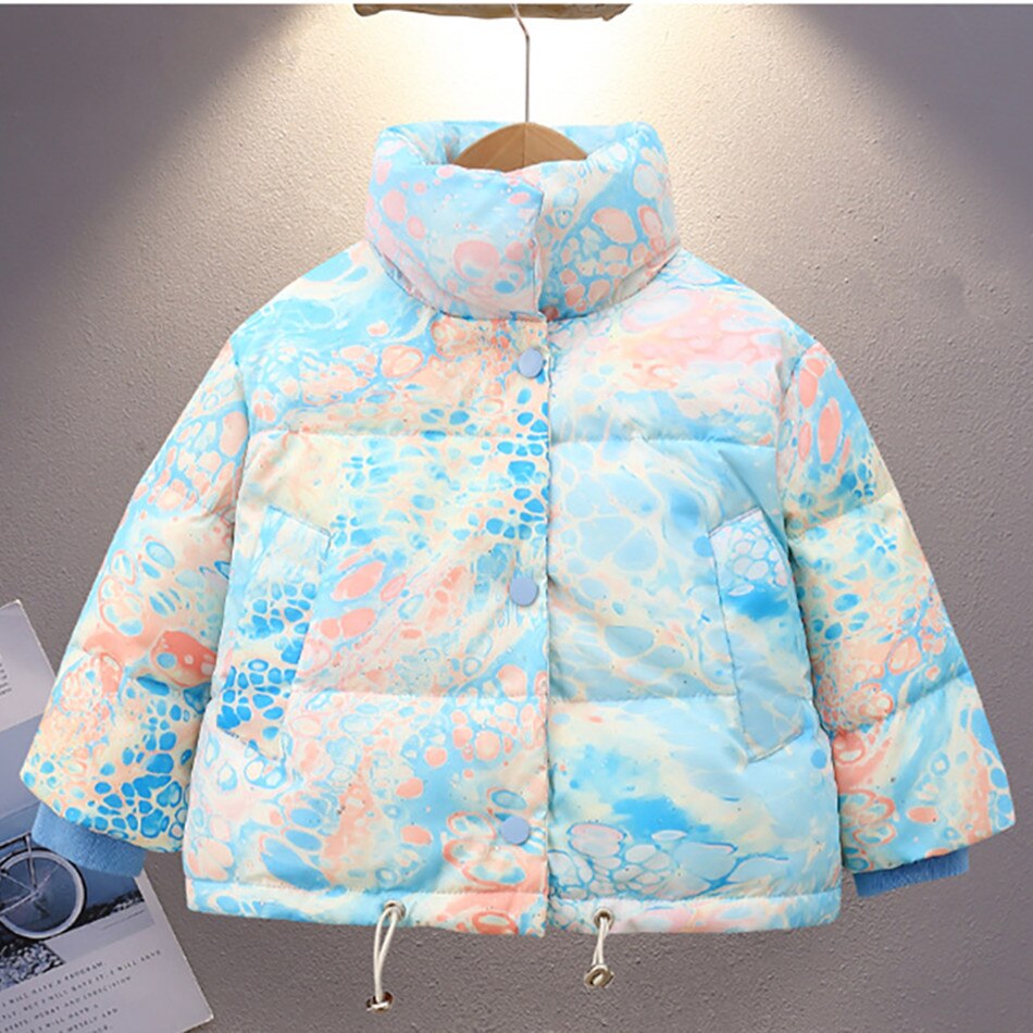 Roupas da menina do bebê 2-8 anos de idade inverno acolchoado jaqueta quente jaqueta moda das crianças gola alta jaqueta meninas colorido: B / 3T