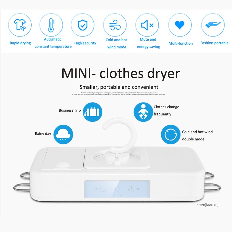 Draagbare mini wasdroger smart droge hanger JGJ-100 elektrische kleding drogen machine voor zakenreis/reizen/slaapzaal/ thuis