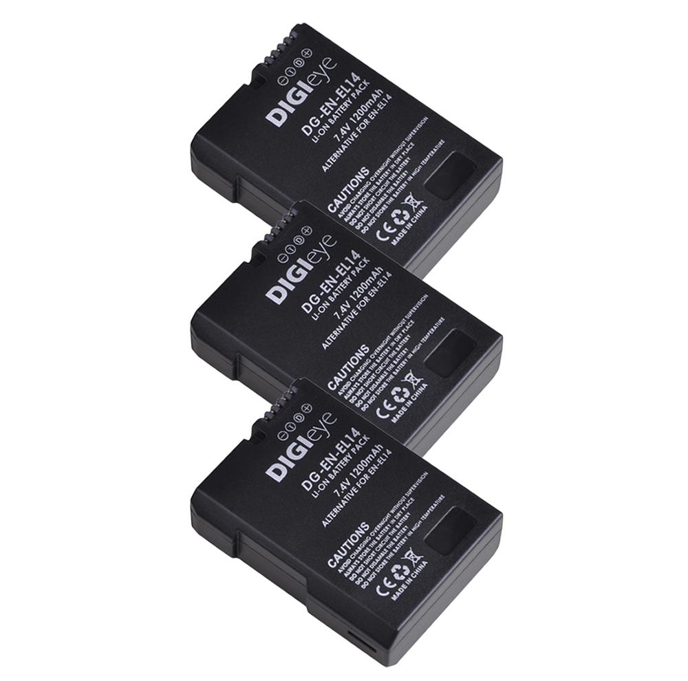 7.4V 1200Mah EN-EL14 EN-EL14A ENEL14 Batterij Voor Nikon D3100 D3200 D3400 D5100 D5300 D5600 Df Coolpix P7000 P7100 p7800: 3 battery