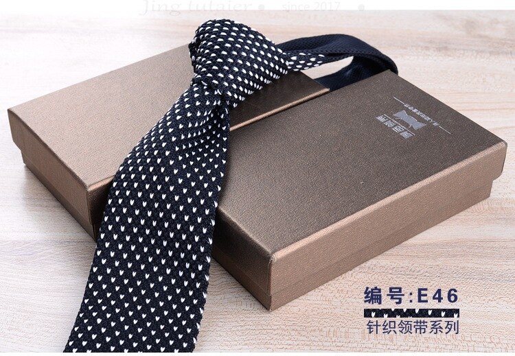 GUSLESON 6cm Slim Knit Tie for Men Business Leisure Skinny Necktie Burgandy Colorful Striped Dots Weave Ties: 46