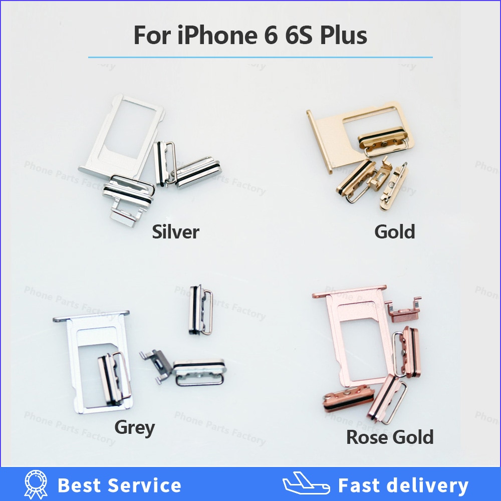 Botón lateral para iPhone 6 6S Plus 6SP 6p, botón de encendido, botones de silencio de volumen, botones laterales, juego completo de piezas de reparación, reemplazo
