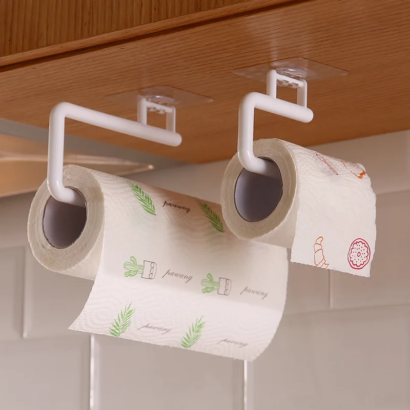 Kitchen Paper Roll Holder Cabinet Rag Hanging Holder Towel Hanger Toilet Paper Holders Rack Bar Shelf Tissue Holder