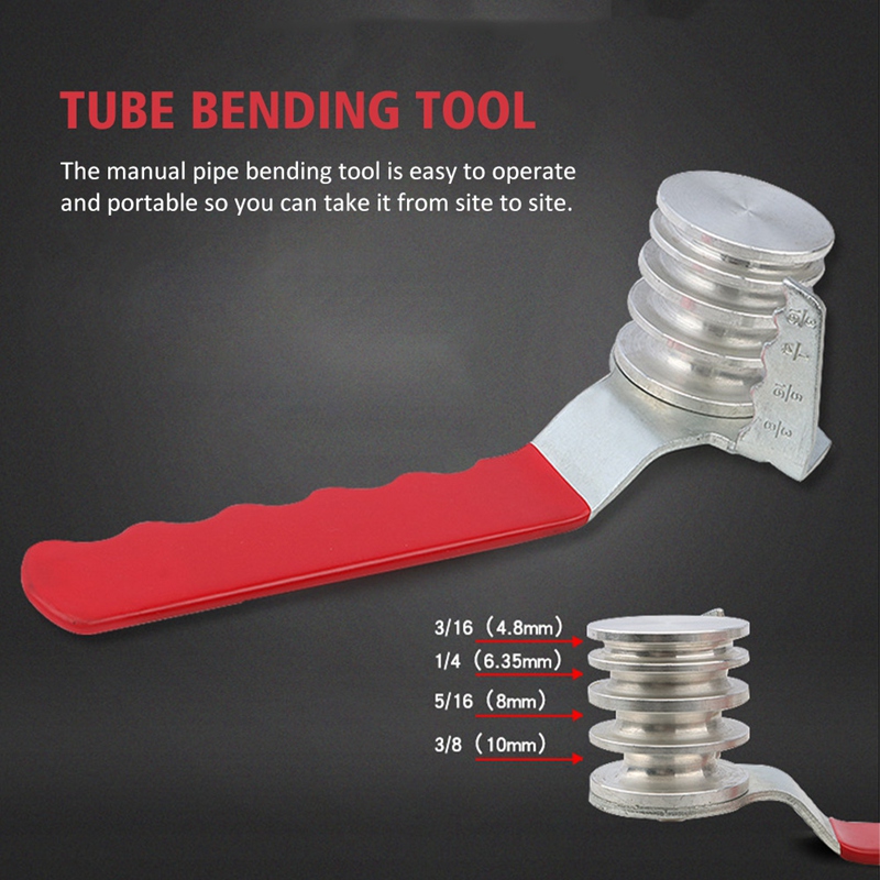 4 In 1 Portable Pipe Tube Bender 1/4 Inch 5/16 Inch 3/8 Inch Car Repair Pipe Universal Carbon Steel Tubing Bending Tool